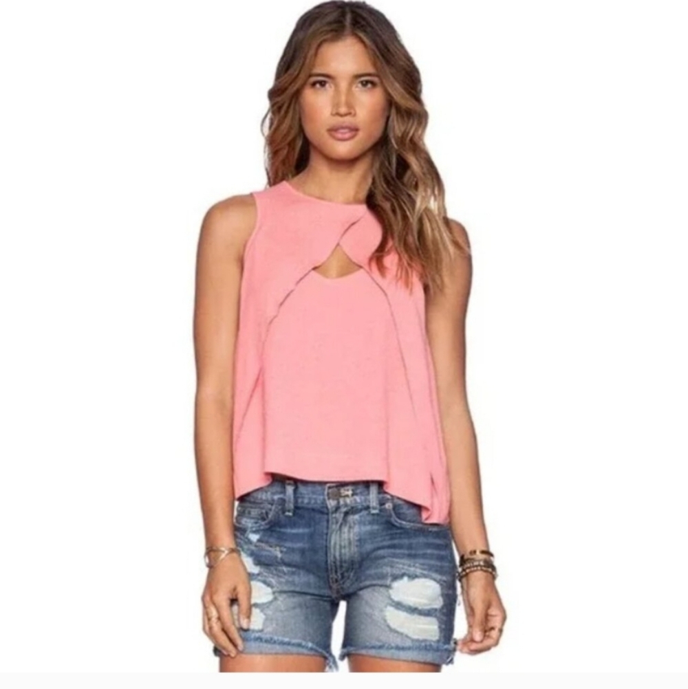 Free People Festival Top Womens Top Cut Out Salmon Color Sleeveless